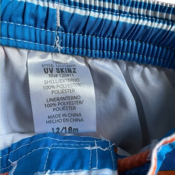 UV Skinz Infant Boys’ Striped Swim Trunks 12-18mos Blue Orange White - Picture 3 of 6